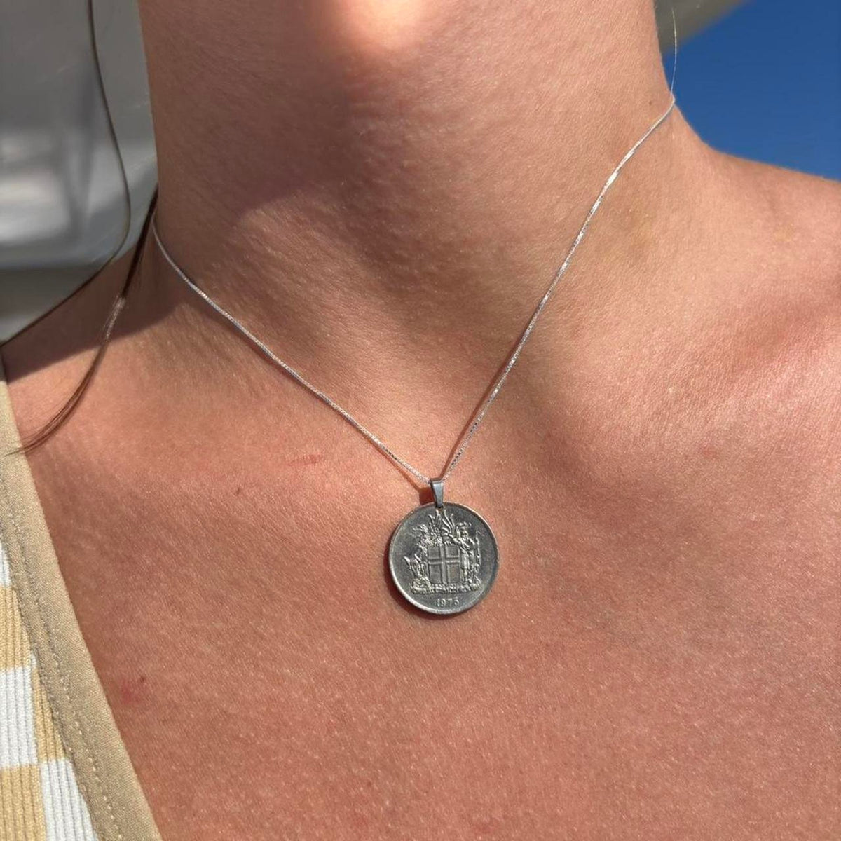 Coin necklace icelandic 10 kronur