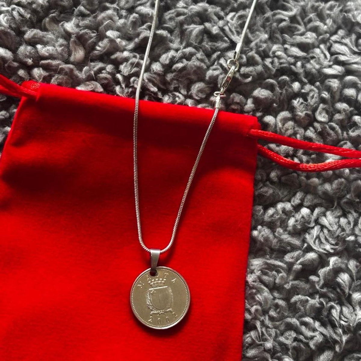 Vintage 2002 malta coin necklace