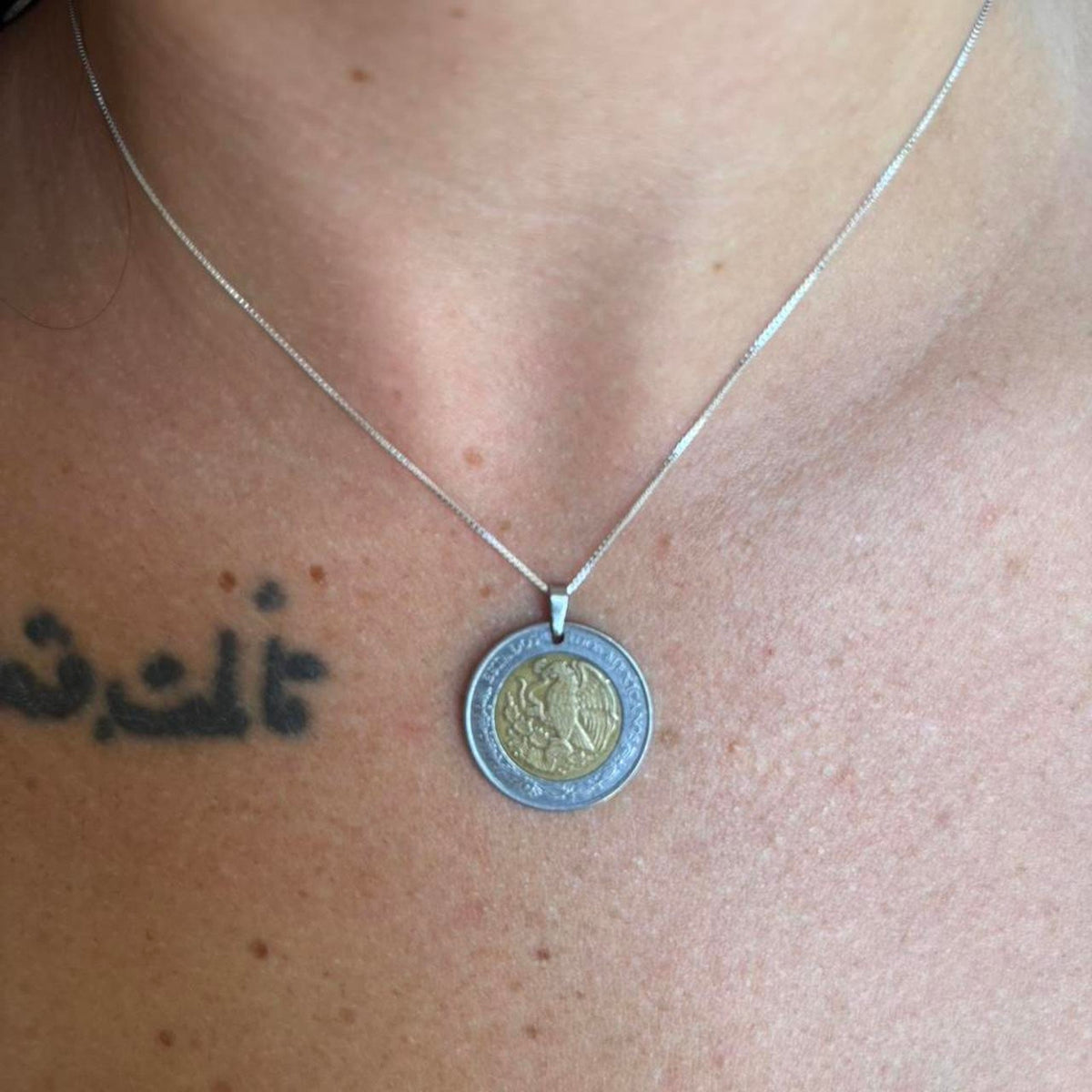 Mexican bimetallic coin pendant 1