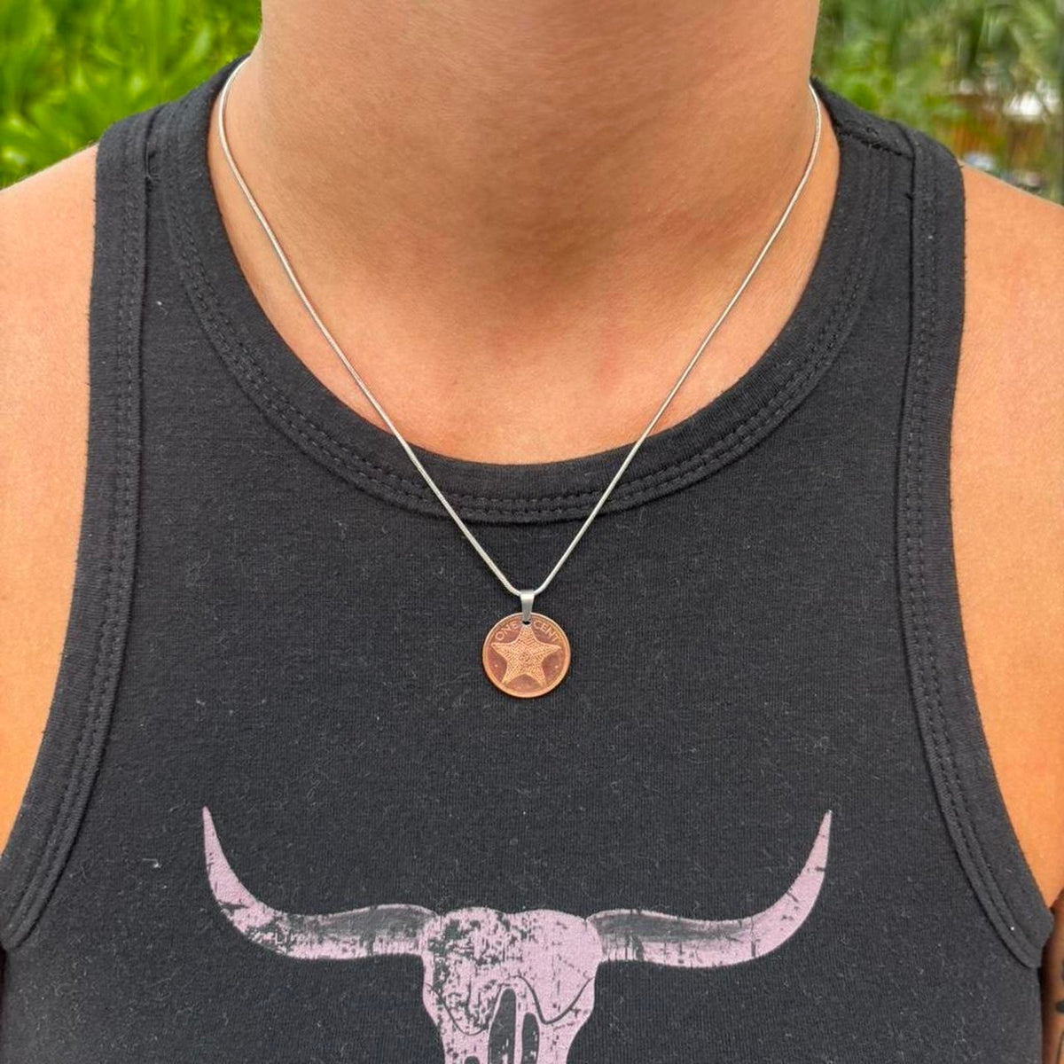 Vintage bahamas starfish coin necklace